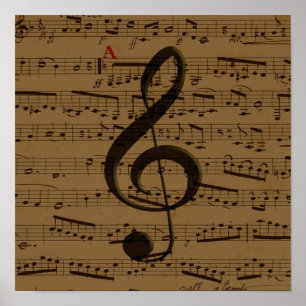 Muzikale Treble Clef Bladmuziek Classic Poster