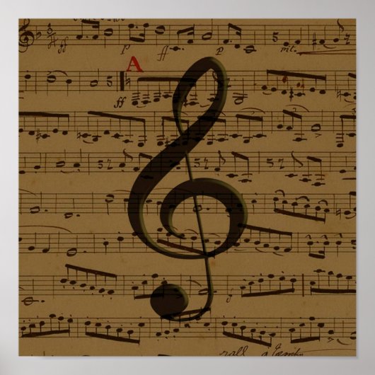 Muzikale Treble Clef Bladmuziek Classic Poster (Voorkant)