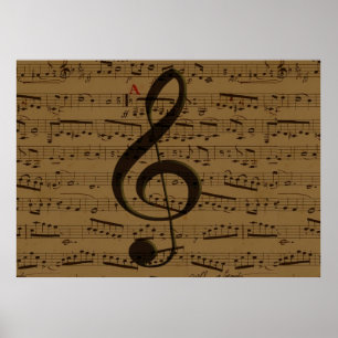 Muzikale Treble Clef Bladmuziek Classic Poster