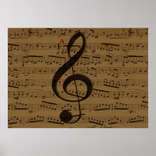 Muzikale Treble Clef Bladmuziek Classic Poster (Voorkant)