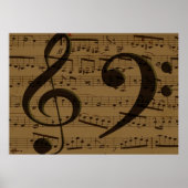 Muzikale Treble Clef Bladmuziek Classic Poster (Voorkant)