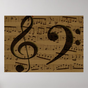 Muzikale Treble Clef Bladmuziek Classic Poster