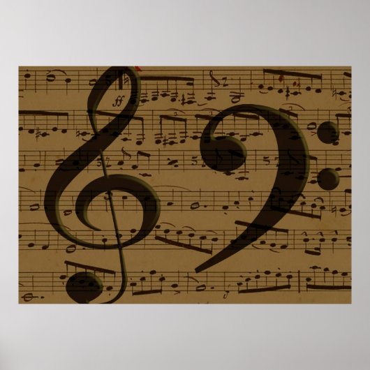 Muzikale Treble Clef Bladmuziek Classic Poster (Voorkant)