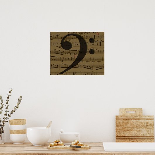 Muzikale Treble Clef Bladmuziek Classic Poster (Keuken)