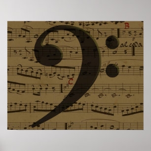 Muzikale Treble Clef Bladmuziek Classic Poster