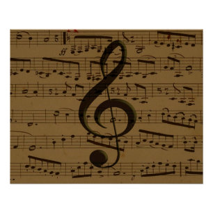 Muzikale Treble Clef Bladmuziek Classic Poster