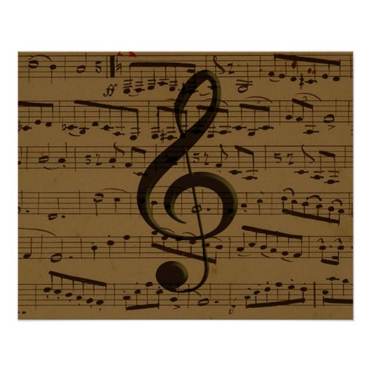 Muzikale Treble Clef Bladmuziek Classic Poster (Voorkant)