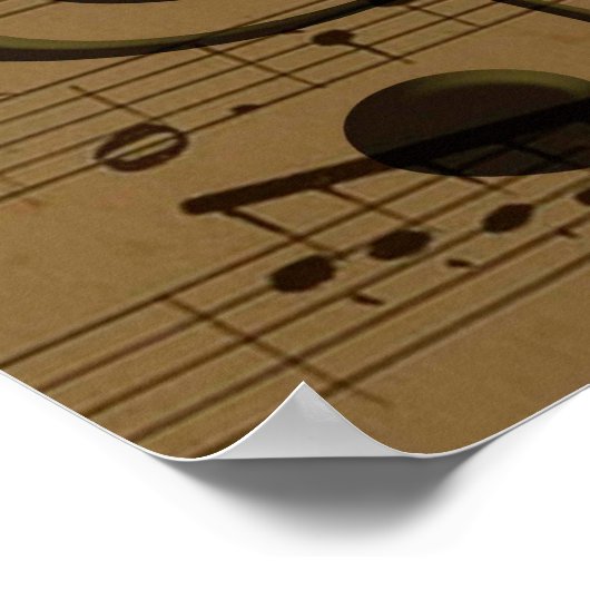 Muzikale Treble Clef Bladmuziek Classic Poster (Hoek)