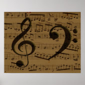 Muzikale Treble Clef Bladmuziek Classic Poster (Voorkant)