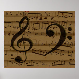 Muzikale Treble Clef Bladmuziek Classic Poster