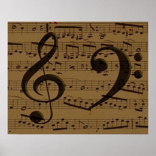 Muzikale Treble Clef Bladmuziek Classic Poster (Voorkant)