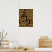 Muzikale Treble Clef Bladmuziek Classic Poster (Keuken)