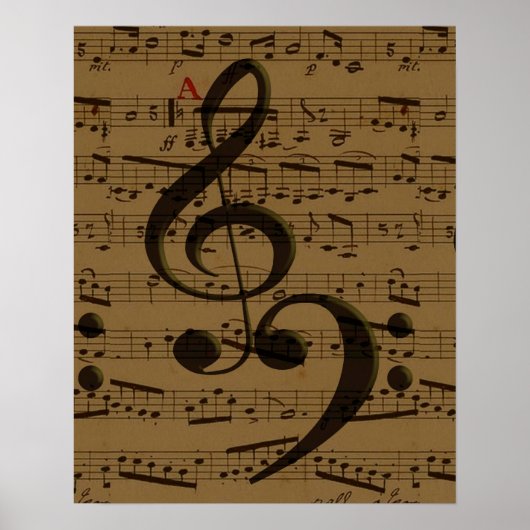 Muzikale Treble Clef Bladmuziek Classic Poster (Voorkant)