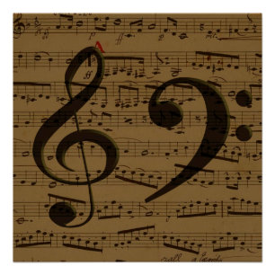 Muzikale Treble Clef Bladmuziek Classic Poster