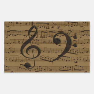 Muzikale Treble Clef Bladmuziek Classic Rechthoekige Sticker