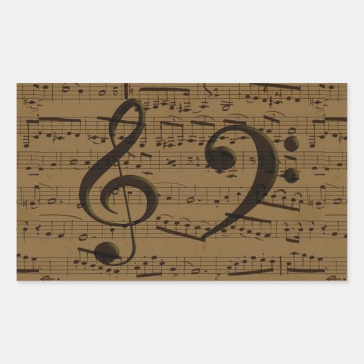 Muzikale Treble Clef Bladmuziek Classic Rechthoekige Sticker (Voorkant)