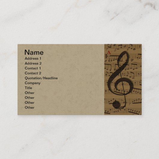 Muzikale Treble Clef Bladmuziek Classic Visitekaartje (Voorkant)