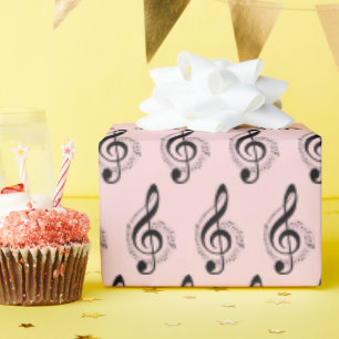 Muzikale Treble Clef op roze Cadeaupapier