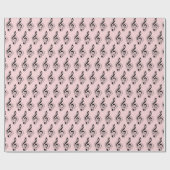 Muzikale Treble Clef op roze Cadeaupapier (Vlak)