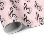Muzikale Treble Clef op roze Cadeaupapier (Rol Hoek)
