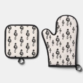 Muzikale Treble Clef Patroon Eenvoudig Ovenwant & Pannenlap Set (Voorkant)