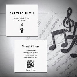 Muzikale Treble Clef QR code Muzieklessen Vierkante Visitekaartje
