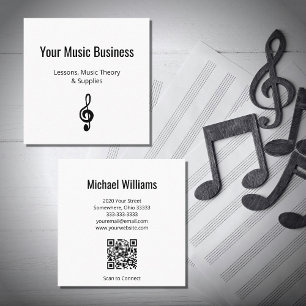 Muzikale Treble Clef QR code Muzieklessen Vierkante Visitekaartje