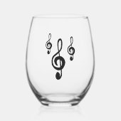 Muzikale Treble Clef Symbool Eenvoudig Wijnglas Zonder Voet (Voorkant)