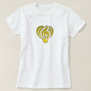 Muzikale Trillingen Liefde Geel Hart Muzieknoot DJ T-shirt