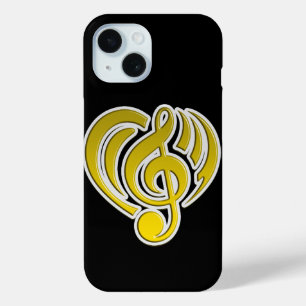 Muzikale Trillingen Liefde Gele Hart Muzieknoot DJ iPhone 15 Case