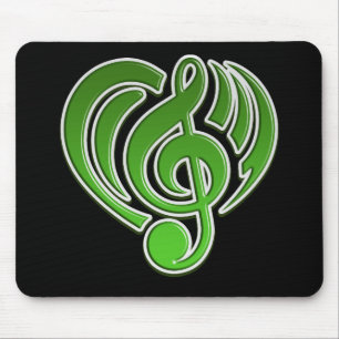 Muzikale Trillingen Liefde Groen Hart Muzieknoot D Muismat