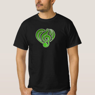 Muzikale Trillingen Liefde Groen Hart Muzieknoot D T-shirt