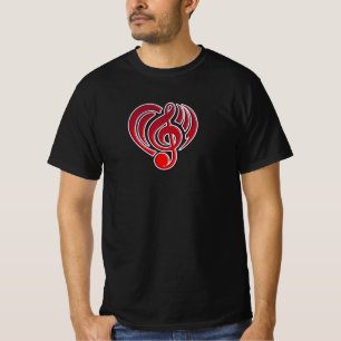Muzikale Trillingen Liefde Rode Hart Muzieknoot DJ T-shirt