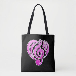Muzikale Trillingen Liefde Roze Hart Muzieknoot DJ Tote Bag
