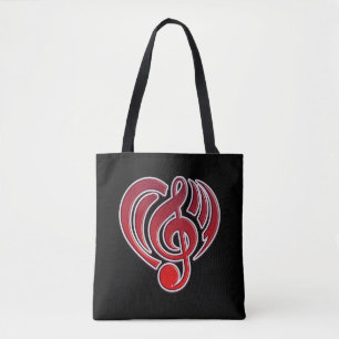 Muzikale Trillingen Rode Hart Muzieknoot DJ Tote Bag