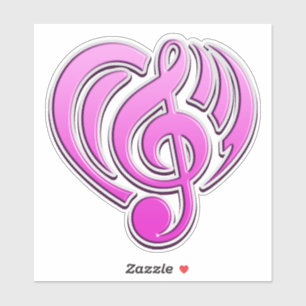 Muzikale Trillingen Roze Hart Muzieknoot DJ Sticker