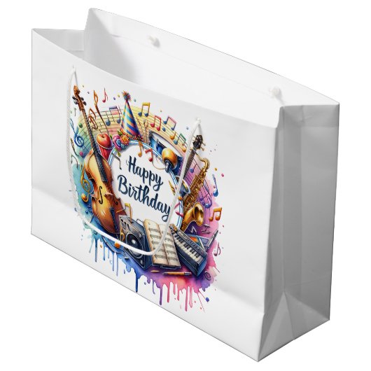Muzikale verjaardag groot cadeauzakje (Voorkant Gekanteld)