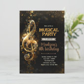 Muzikale verjaardagsfeest uitnodiging (Staand voorkant)