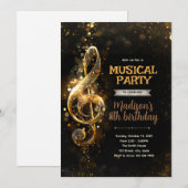 Muzikale verjaardagsfeest uitnodiging (Voorkant / Achterkant)