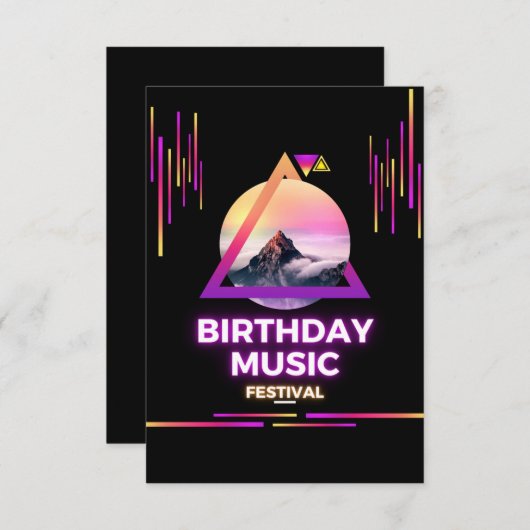 Muzikale verjaardagsuitnodiging kaart (Voorkant / Achterkant)