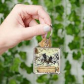 Muzikale Vintage Vogels Handgetekende Bloemen Sleu Sleutelhanger (Hand)