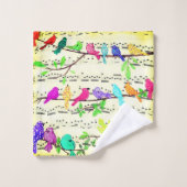 Muzikale Vogels Badhanddoek Set Bad Handdoek (Wasdoekje)