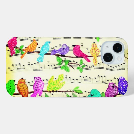 Muzikale Vogels iPhone Case (Achterkant (horizontaal))