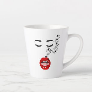    Muzikale Vrouwengezicht Zingend  Latte Mok