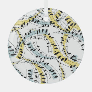 Muzikale zinnen: vrolijke witte achtergrond. glas ornament