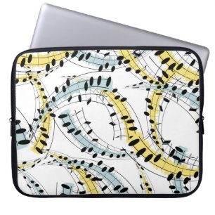 Muzikale zinnen: vrolijke witte achtergrond. laptop sleeve
