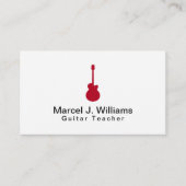 Muzikant Akoestische Rode Gitaar Modern Wit Visitekaartje (Voorkant)