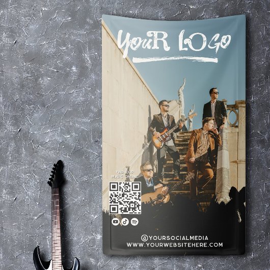 Muzikant Band Artiest Je Logo & Qr Code Spandoek