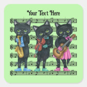 Muzikant Black Cats op Blad van Muziekinstrumenten Vierkante Sticker (Voorkant)