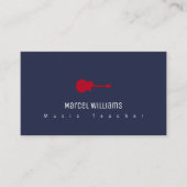 muzikant blauw visitekaartje met rode gitaar (Voorkant)